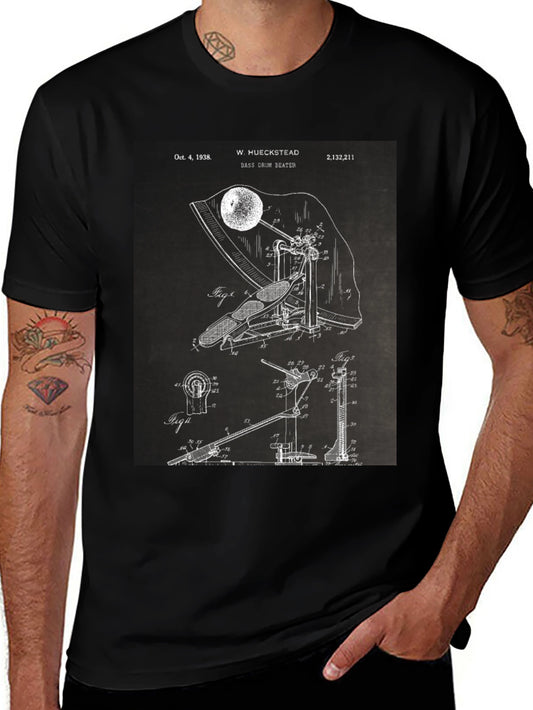 Vintage Bass Drum Patent T-Shirt - Musician Tee