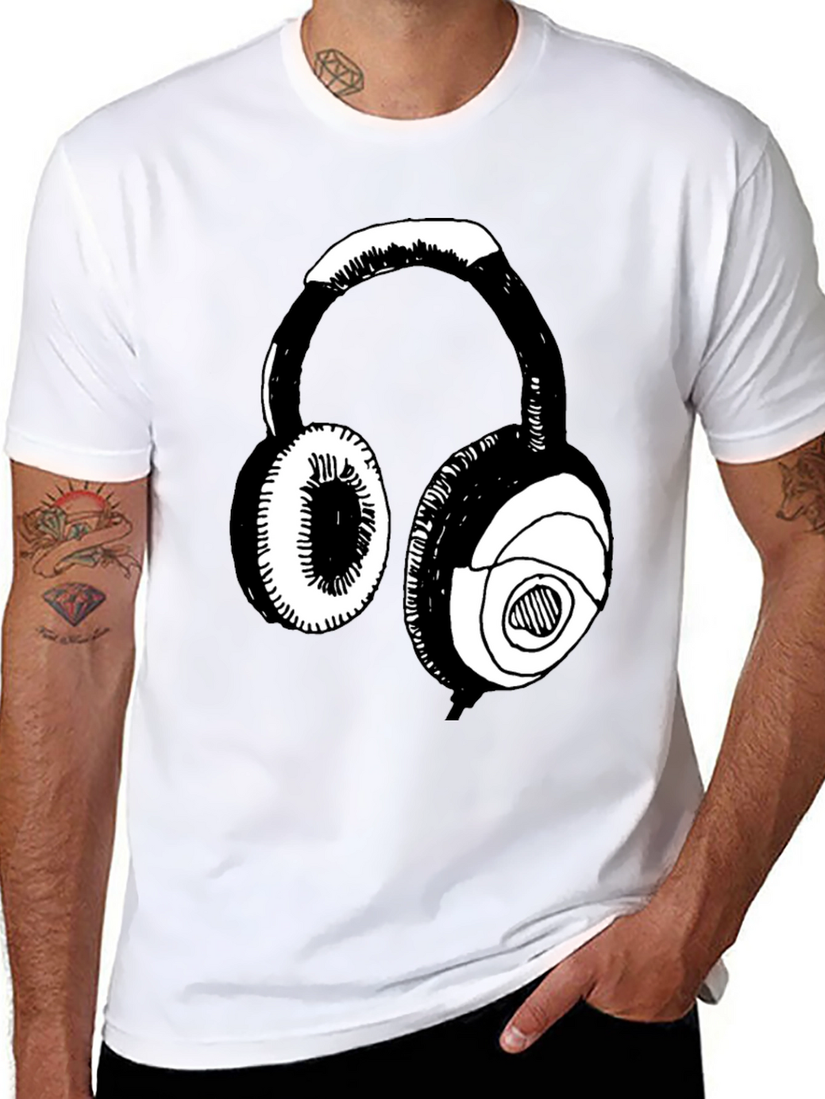 Headphone Graphic Black T-Shirt