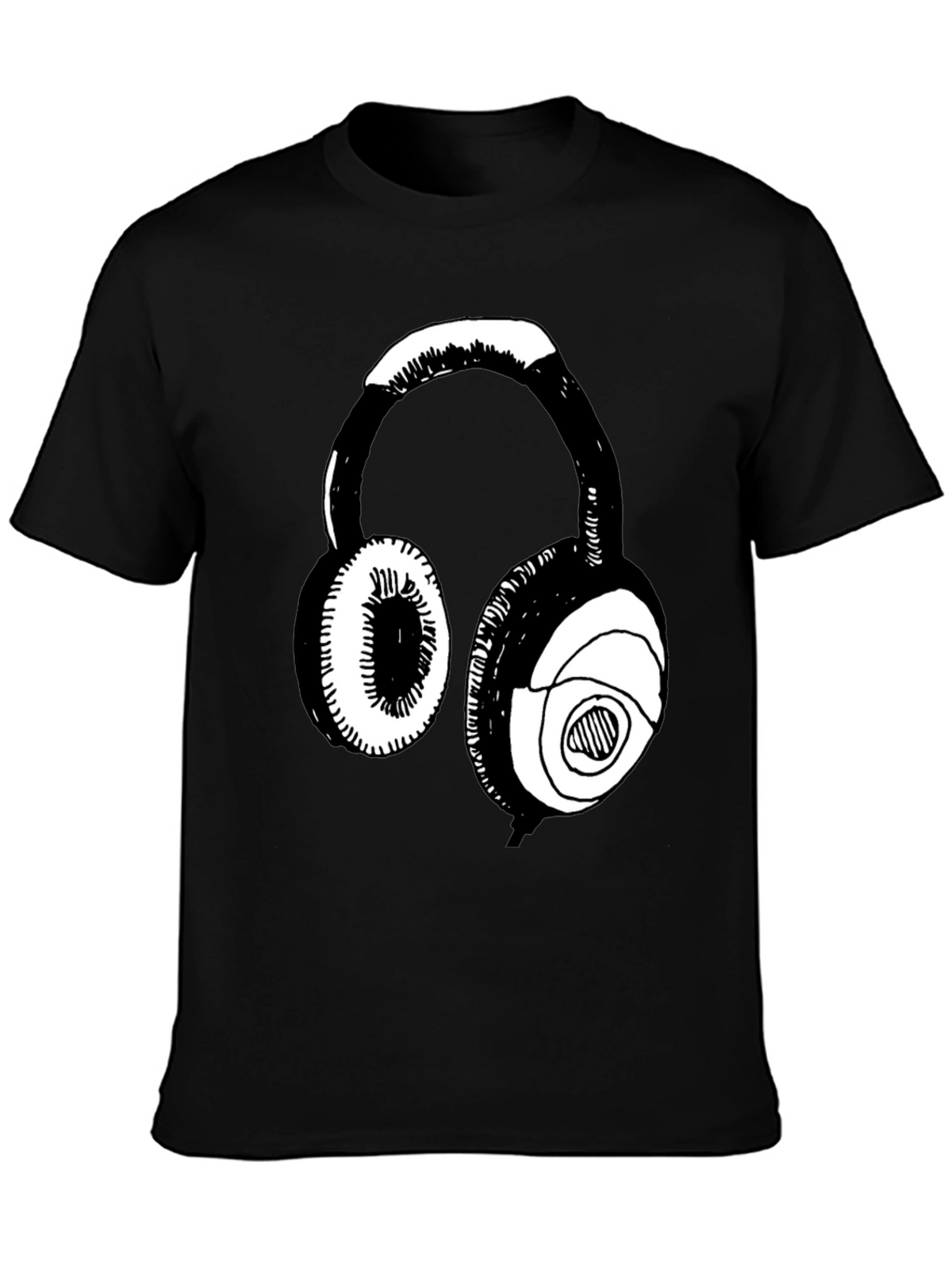 Headphone Graphic Black T-Shirt