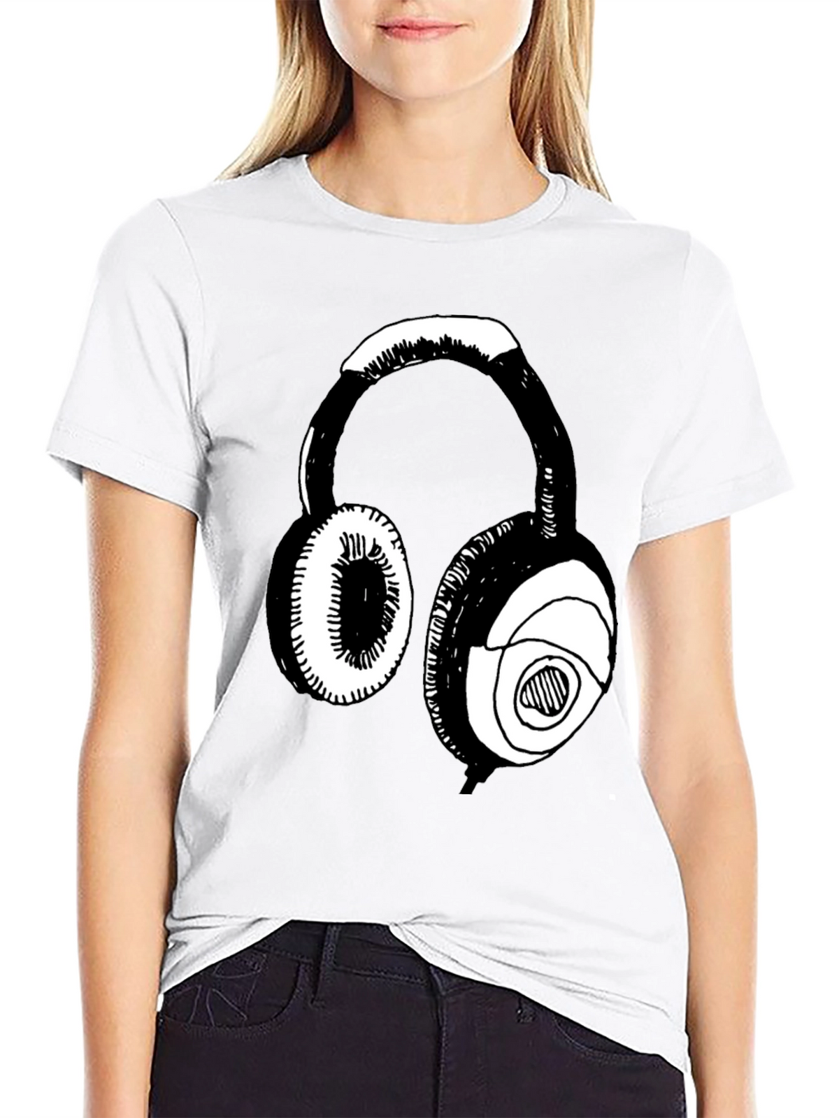 Headphone Graphic Black T-Shirt