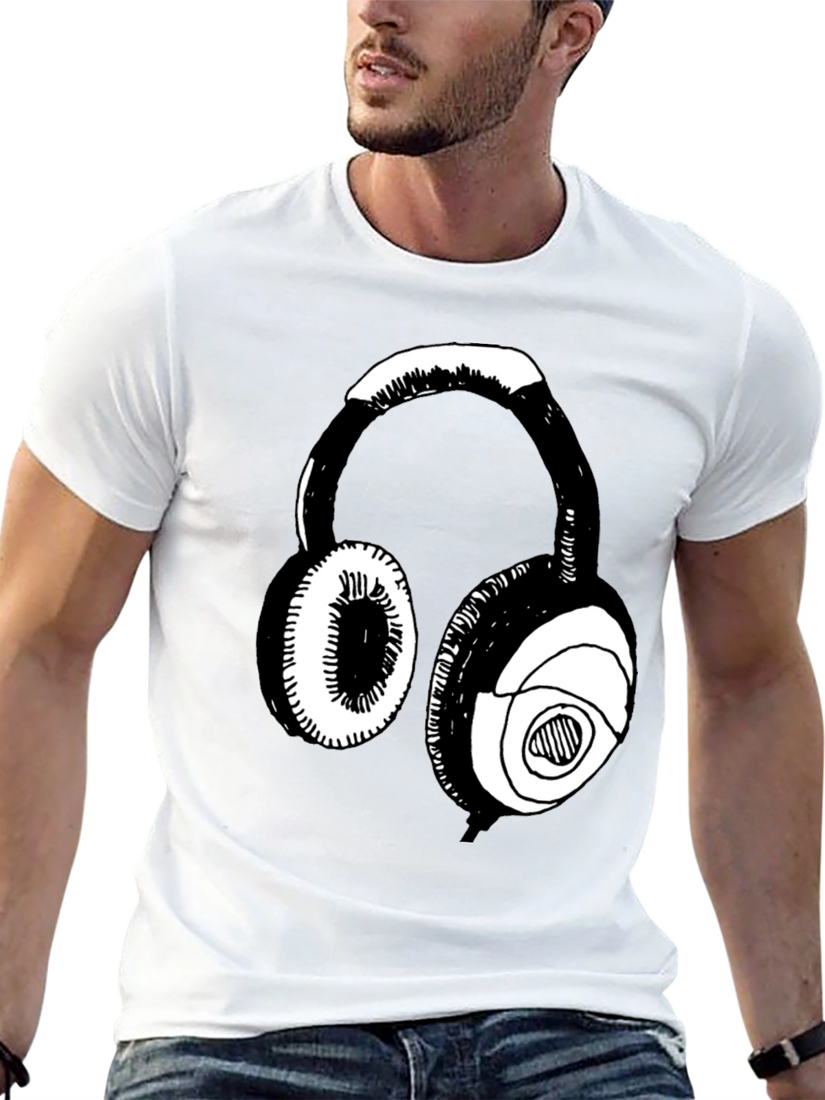 Headphone Graphic Black T-Shirt