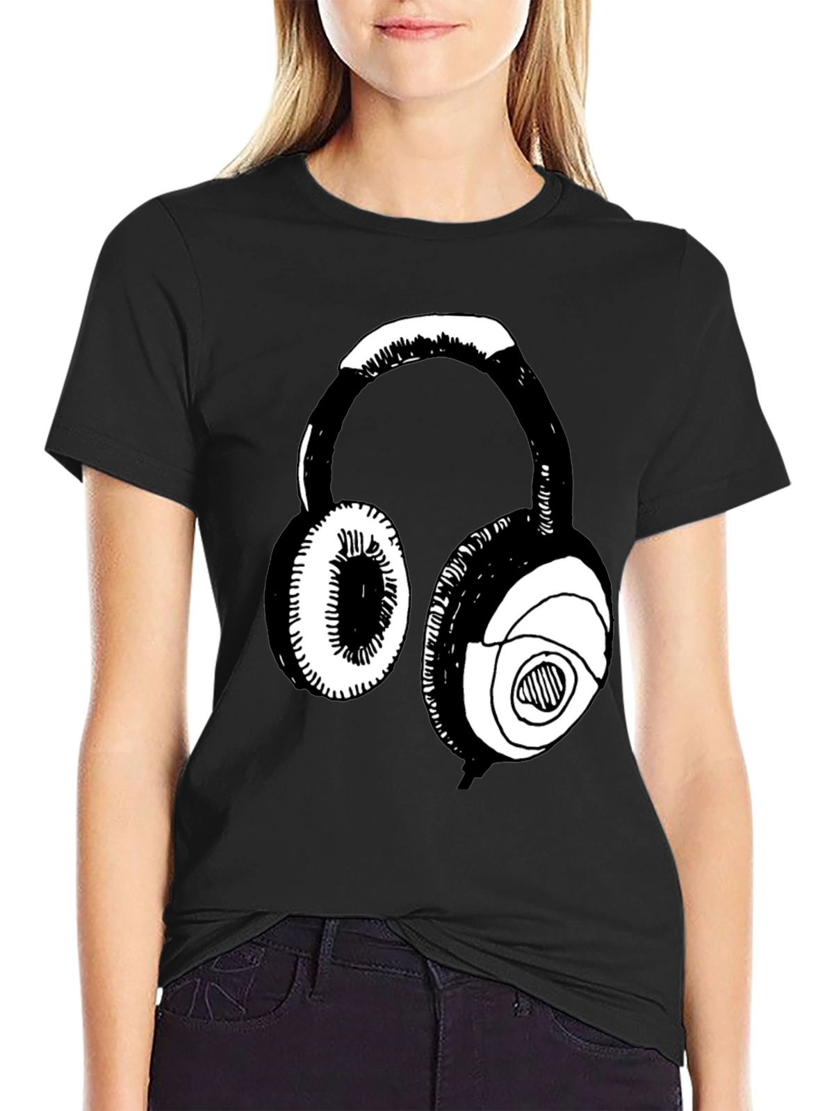Headphone Graphic Black T-Shirt