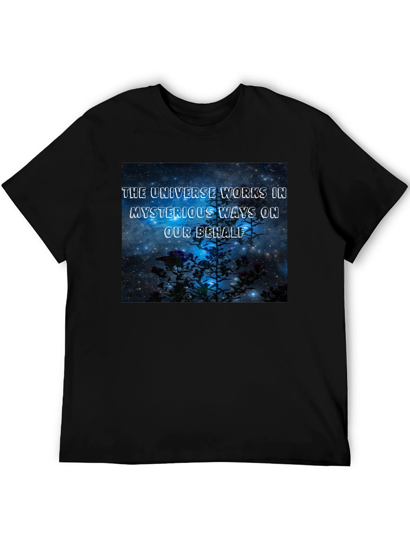 The Universe Works in Mysterious Ways Black T-Shirt