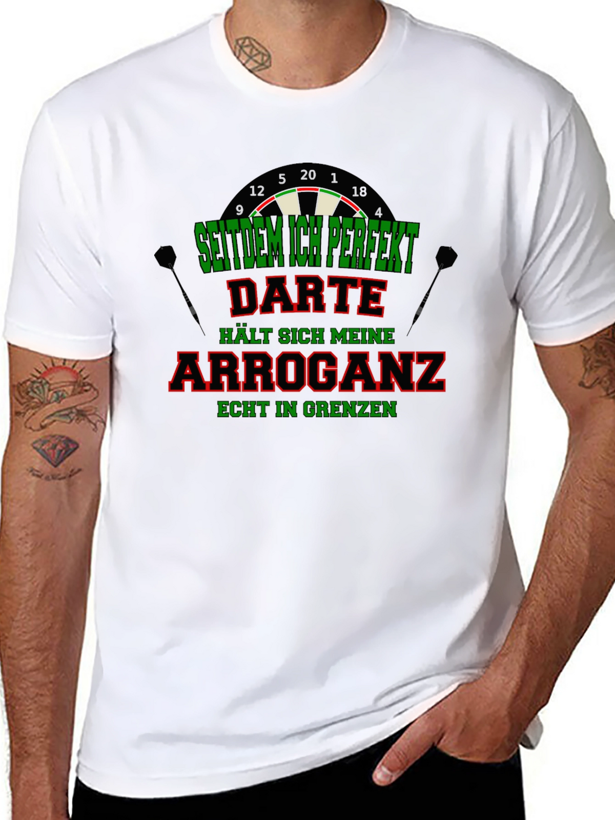 Funny Darts T-Shirt - Arrogance in Check