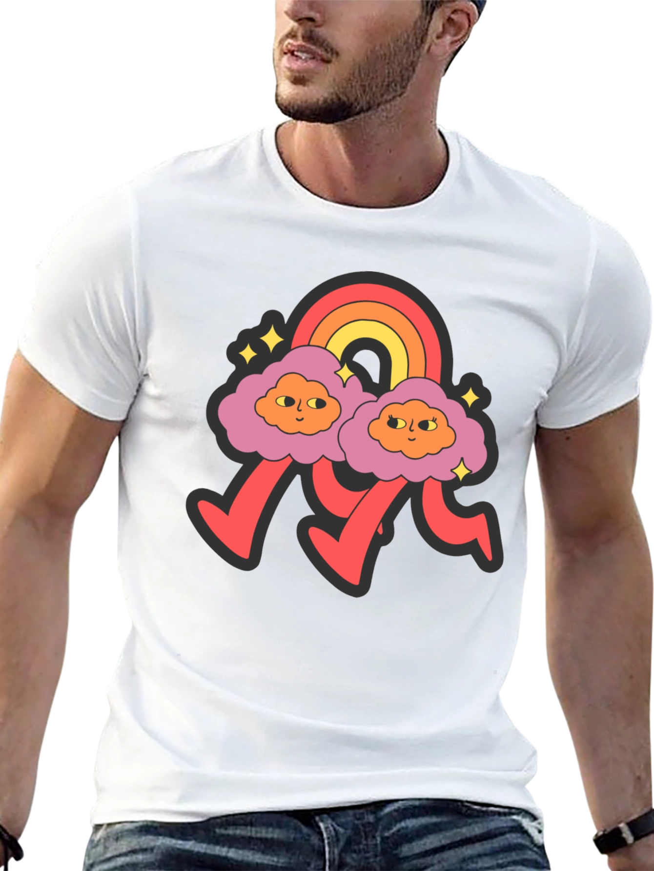 Retro Cloud Rainbow Graphic Tee