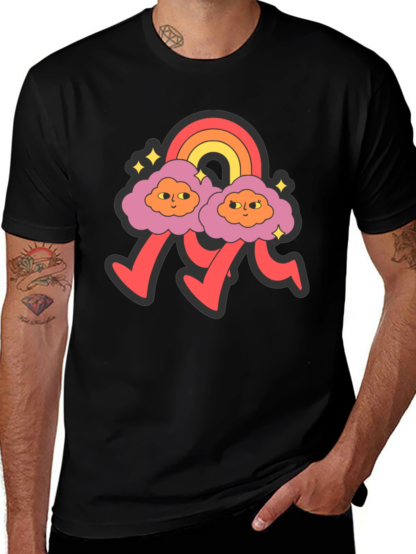 Retro Cloud Rainbow Graphic Tee