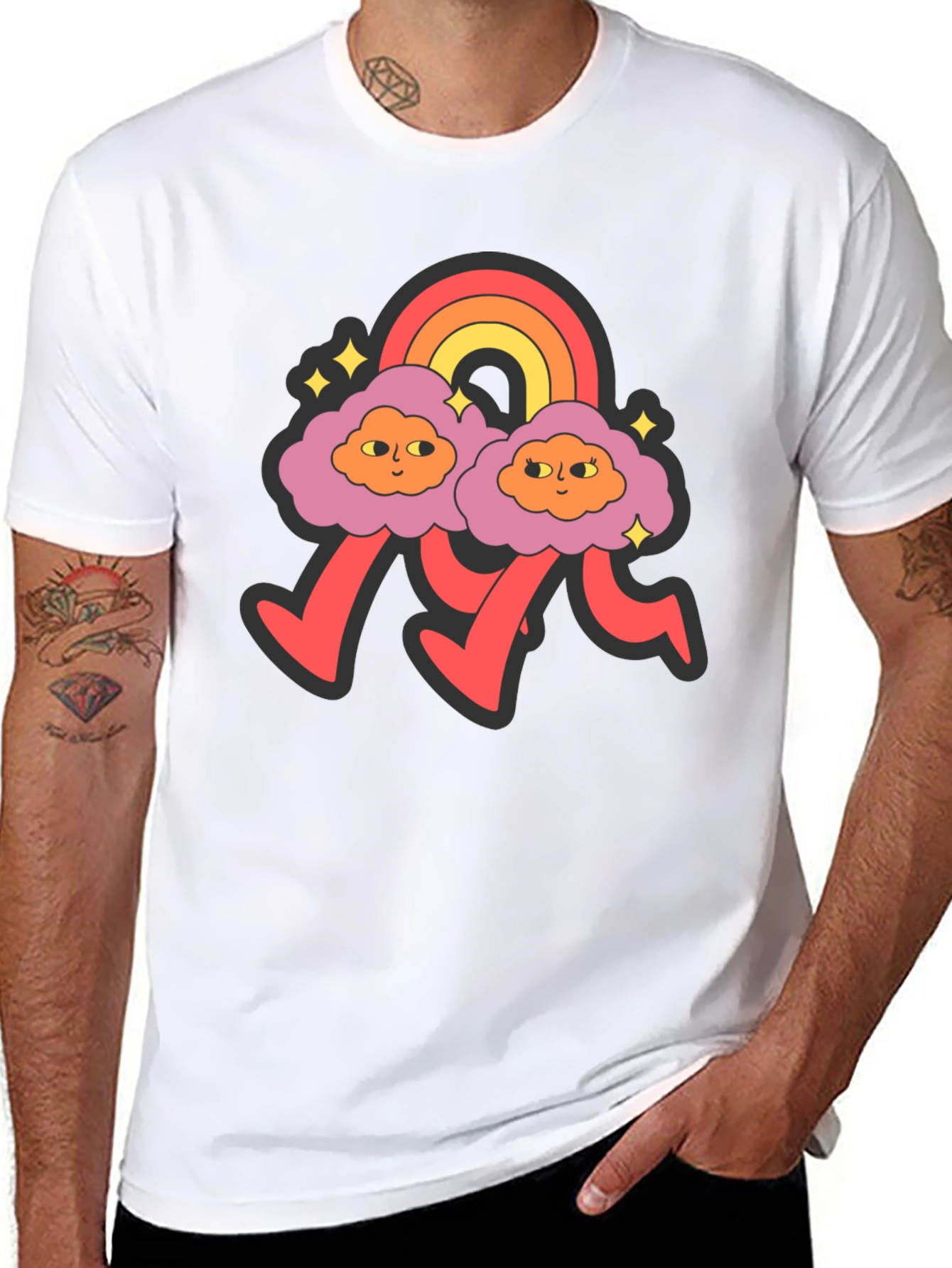 Retro Cloud Rainbow Graphic Tee