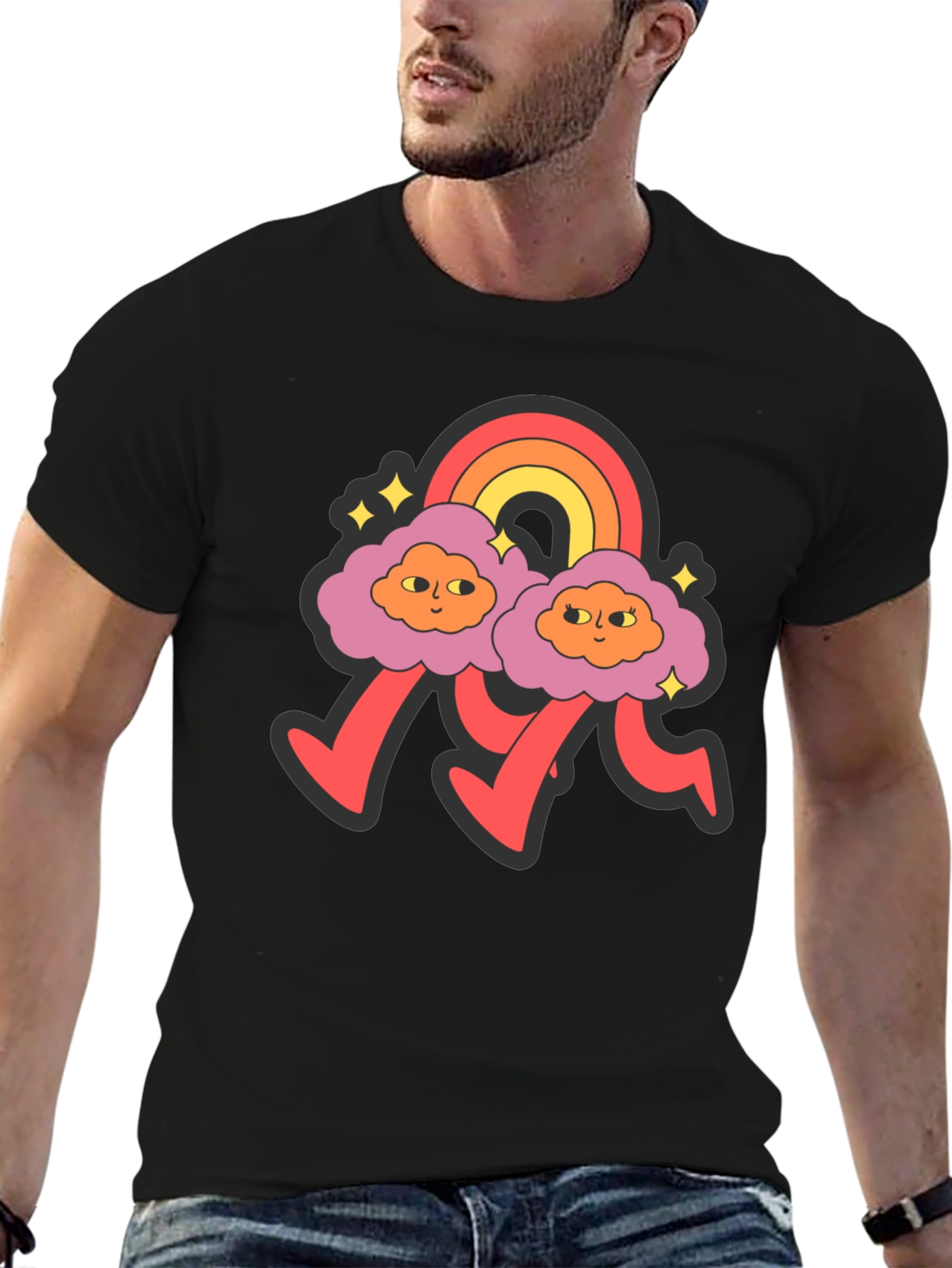 Retro Cloud Rainbow Graphic Tee