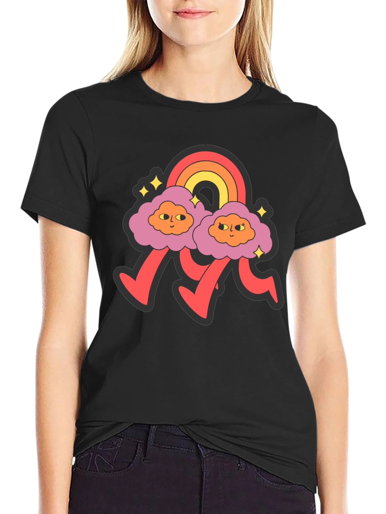 Retro Cloud Rainbow Graphic Tee