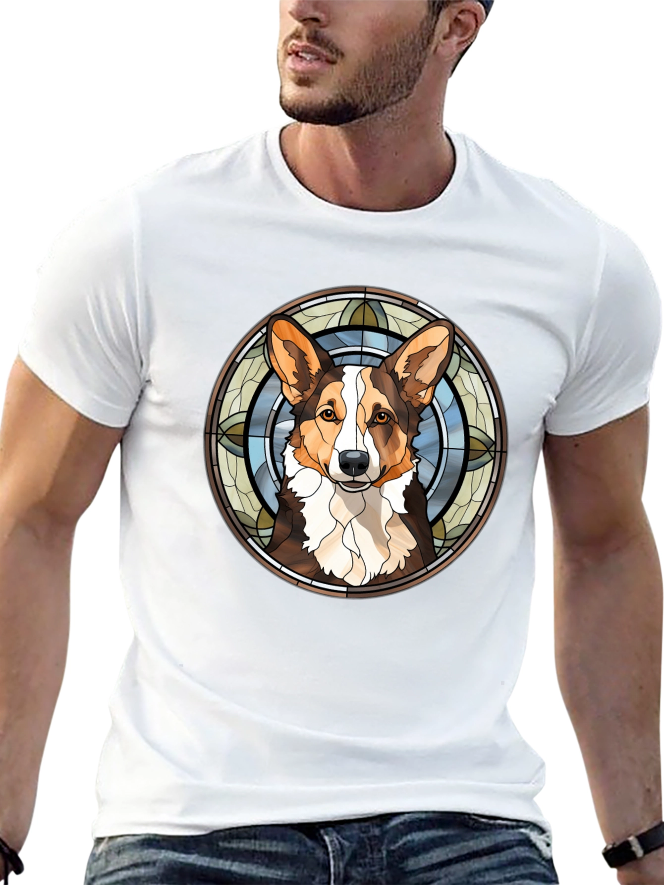 Corgi Stained Glass Style Graphic Tee
