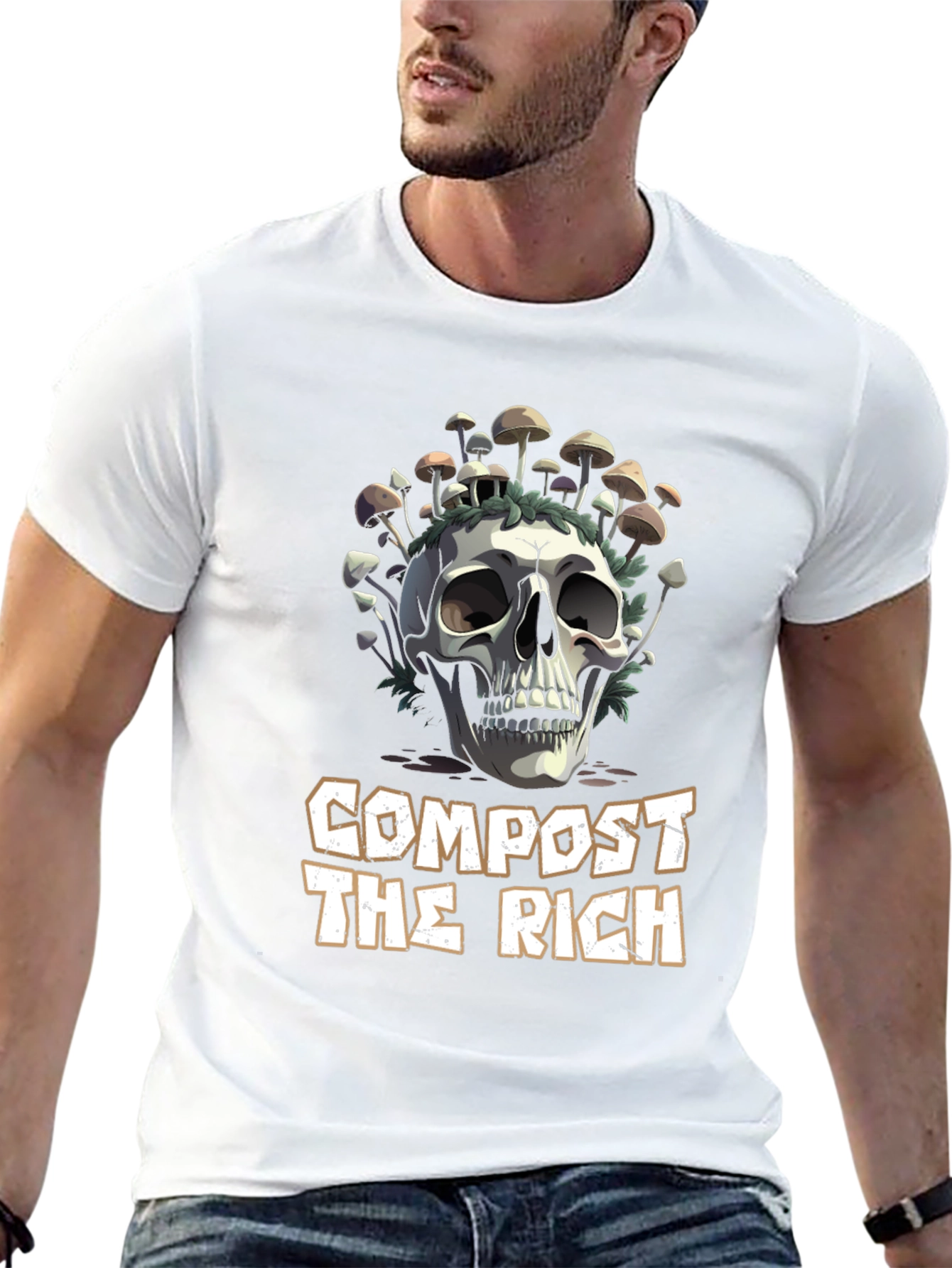 Compost The Rich Skull & Mushroom Graphic Tee