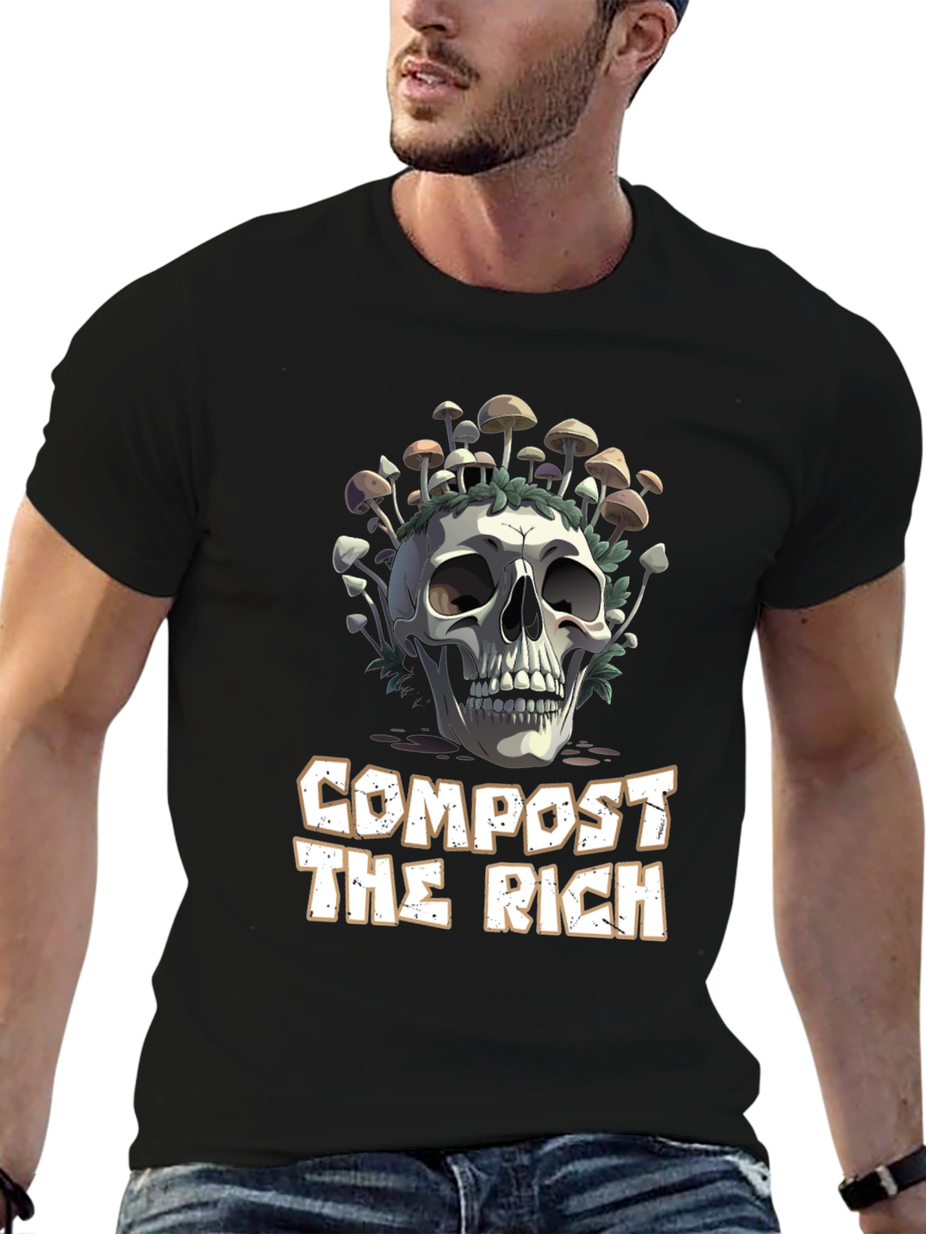 Compost The Rich Skull & Mushroom Graphic Tee