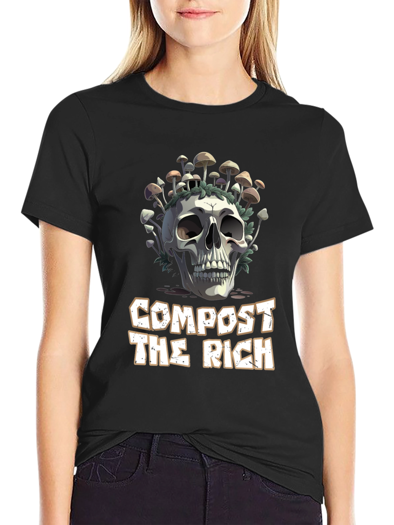 Compost The Rich Skull & Mushroom Graphic Tee