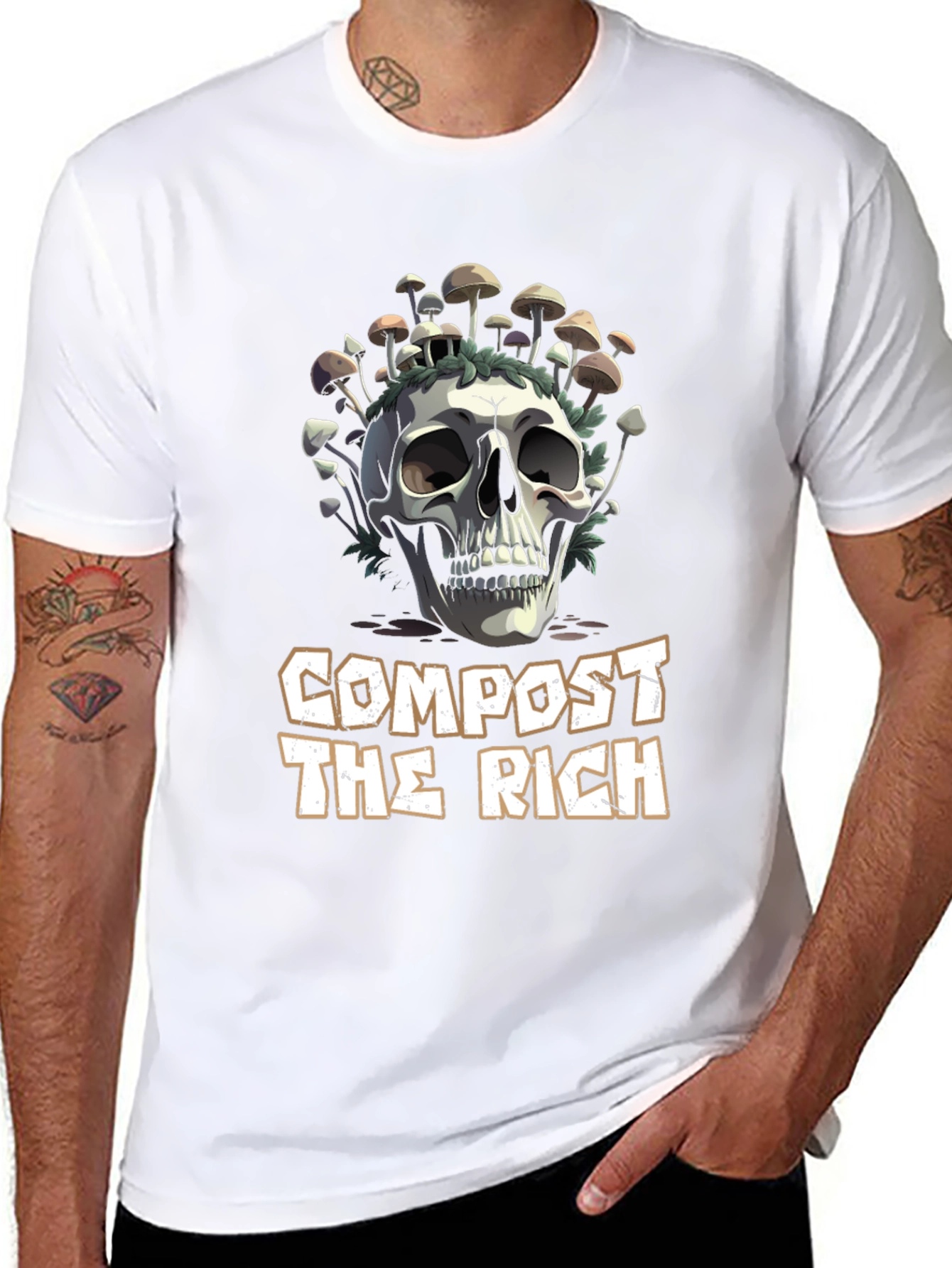 Compost The Rich Skull & Mushroom Graphic Tee