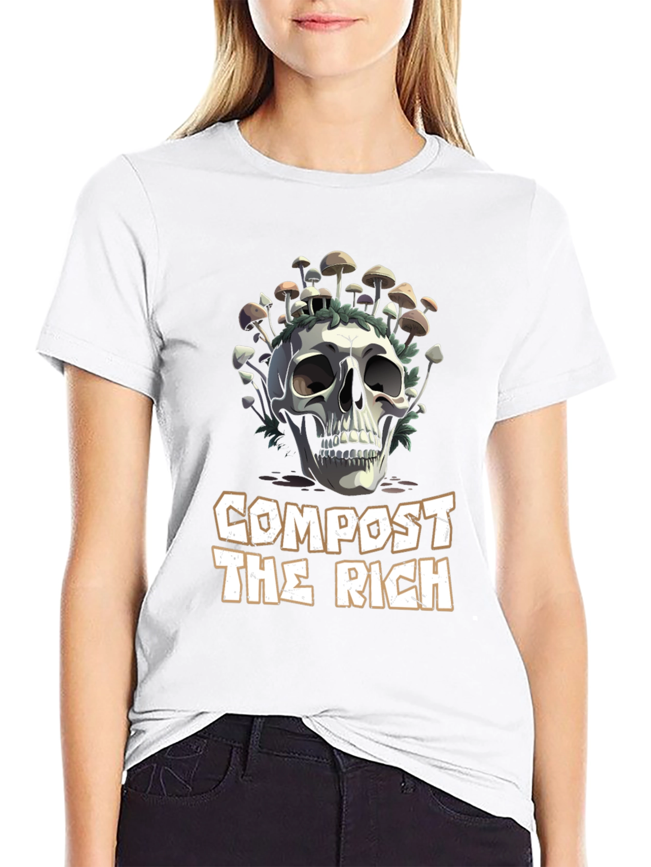 Compost The Rich Skull & Mushroom Graphic Tee