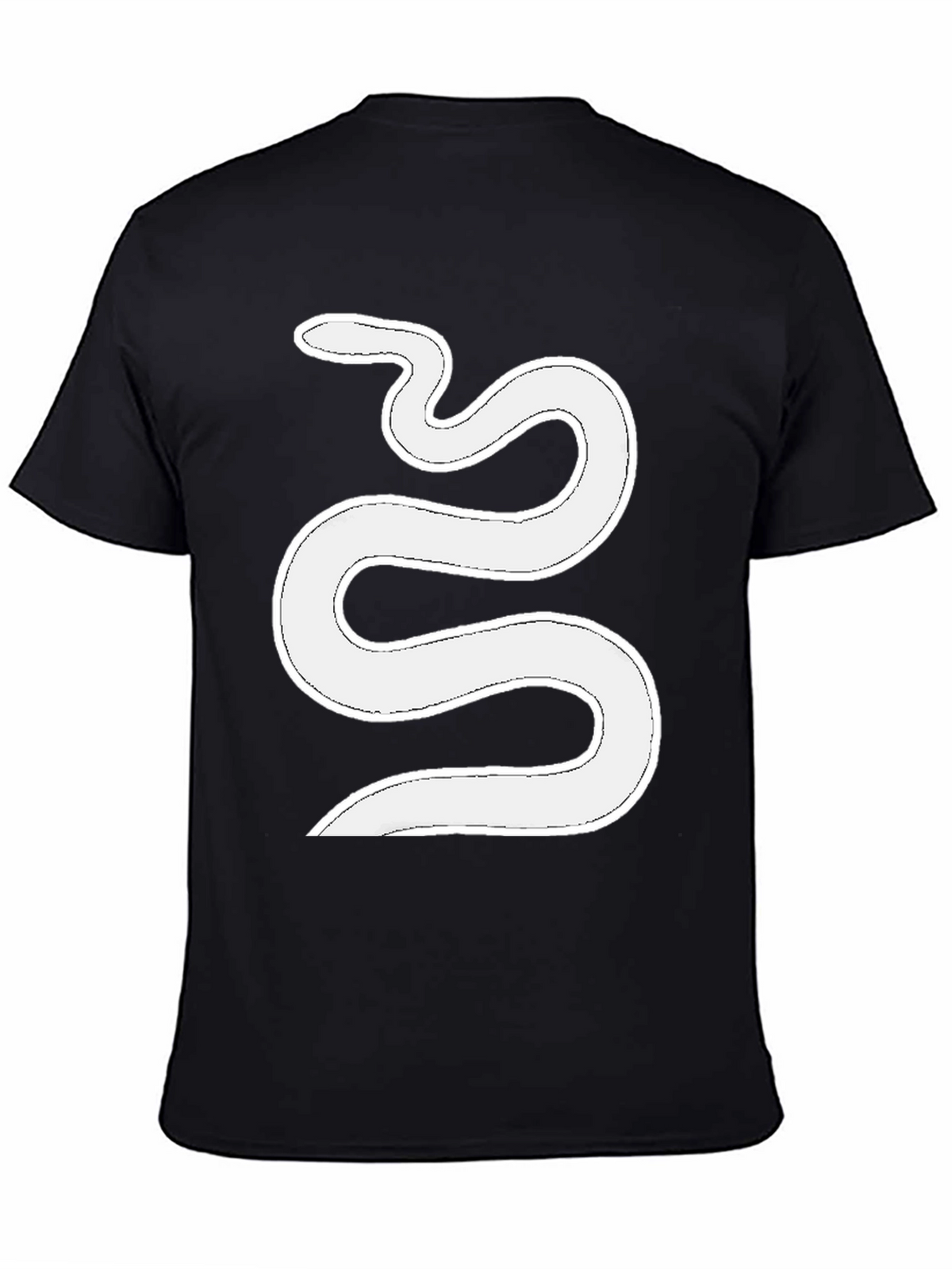 Mens Black T-Shirt with White Snake Graphic