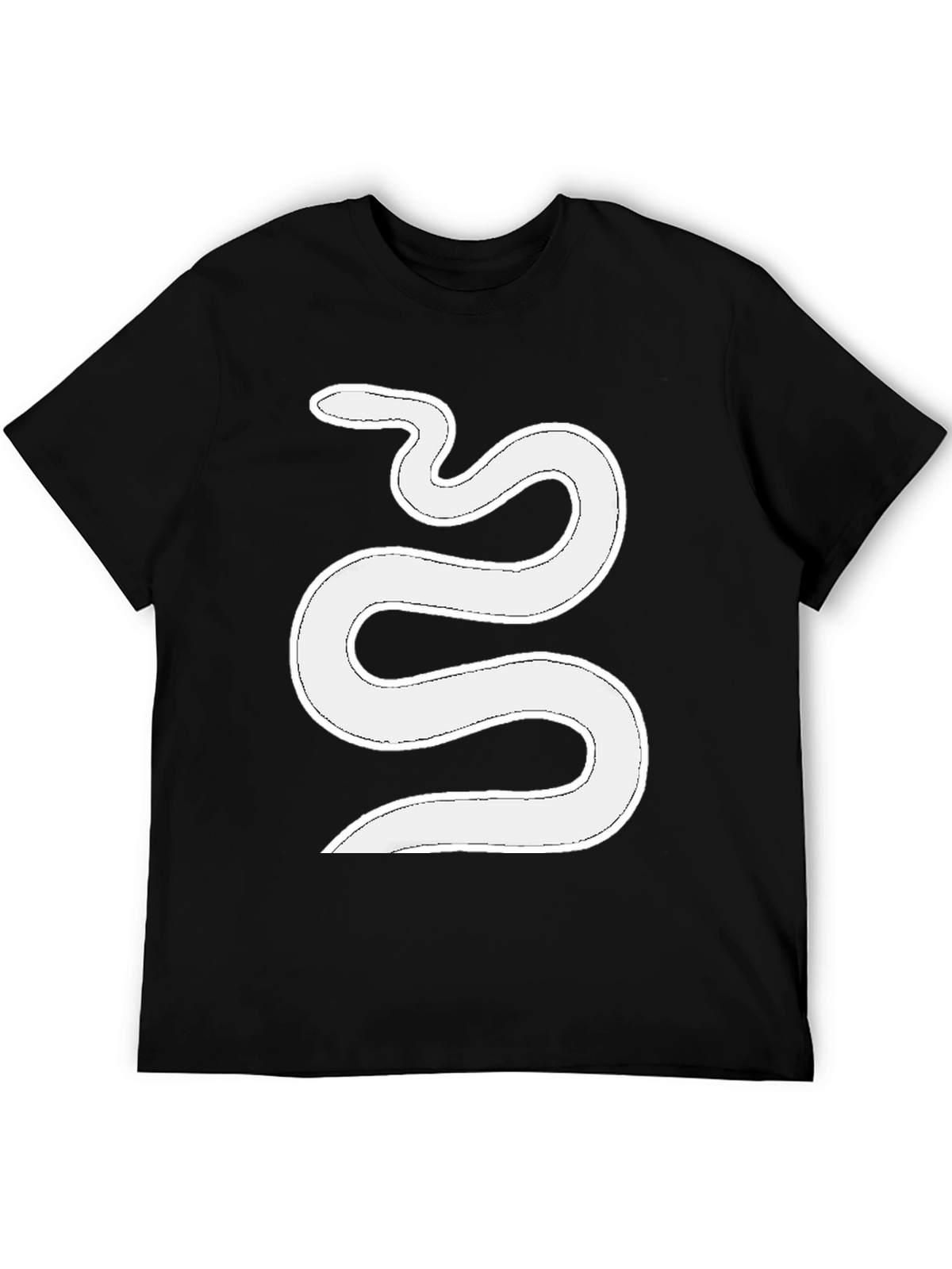Mens Black T-Shirt with White Snake Graphic