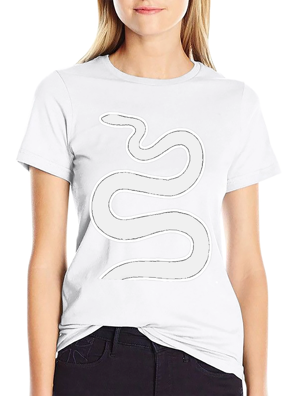 Mens Black T-Shirt with White Snake Graphic