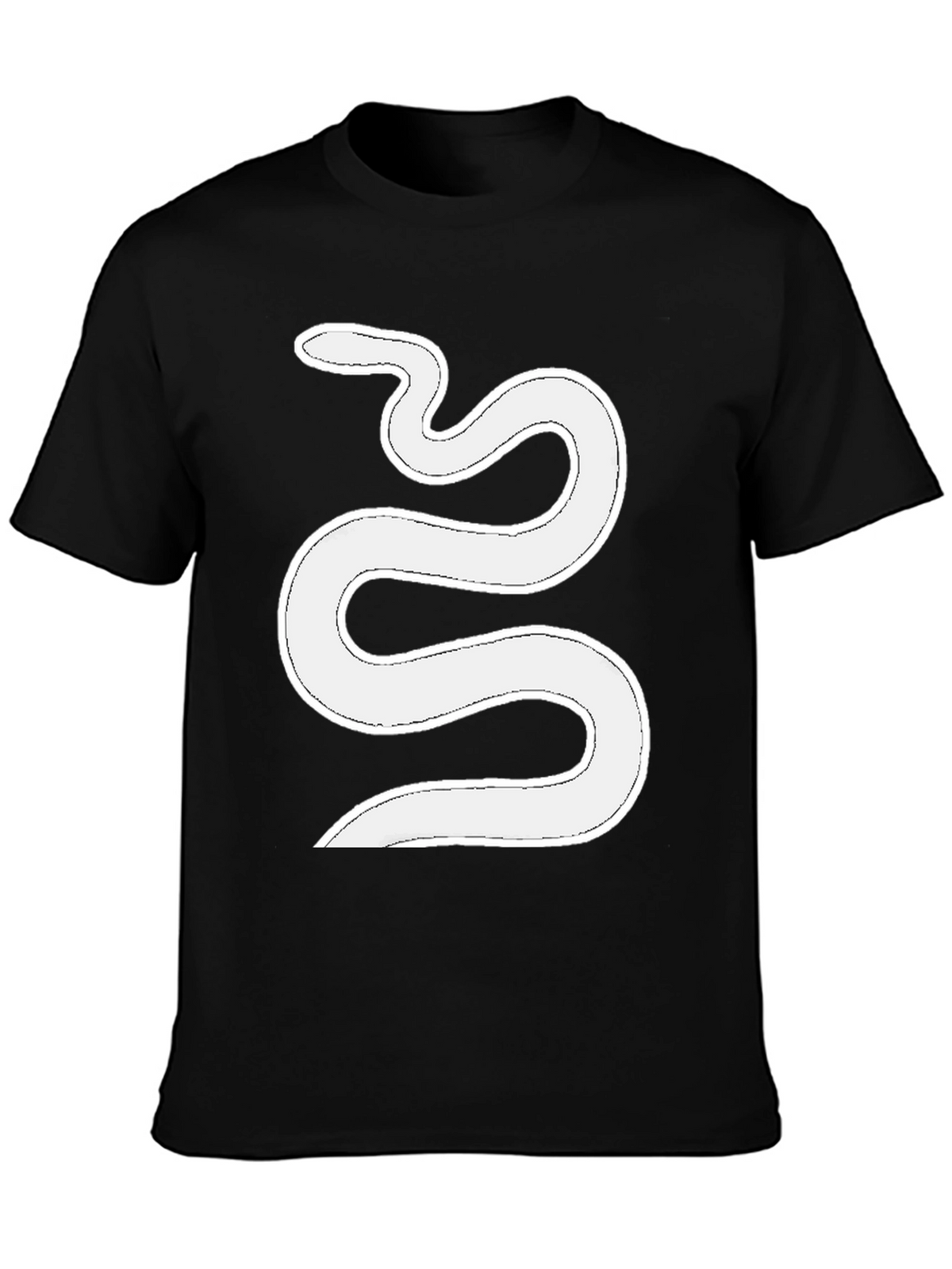 Mens Black T-Shirt with White Snake Graphic