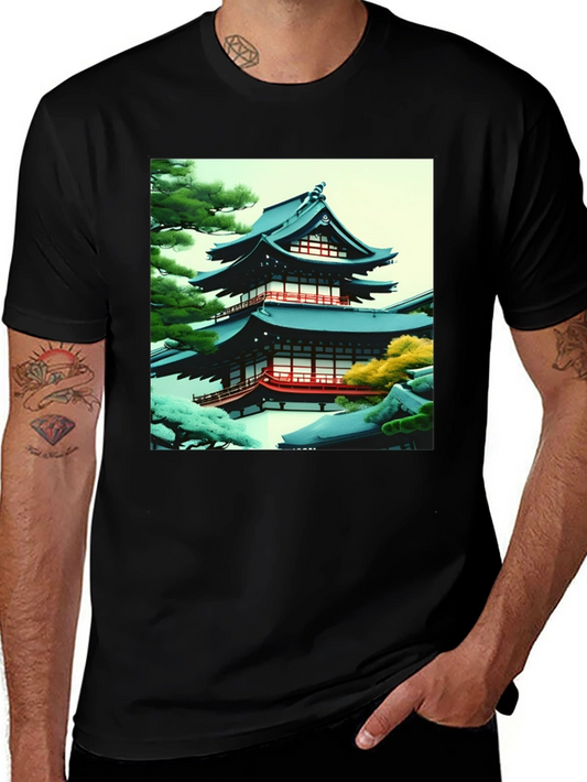 Japanese Temple Black T-Shirt