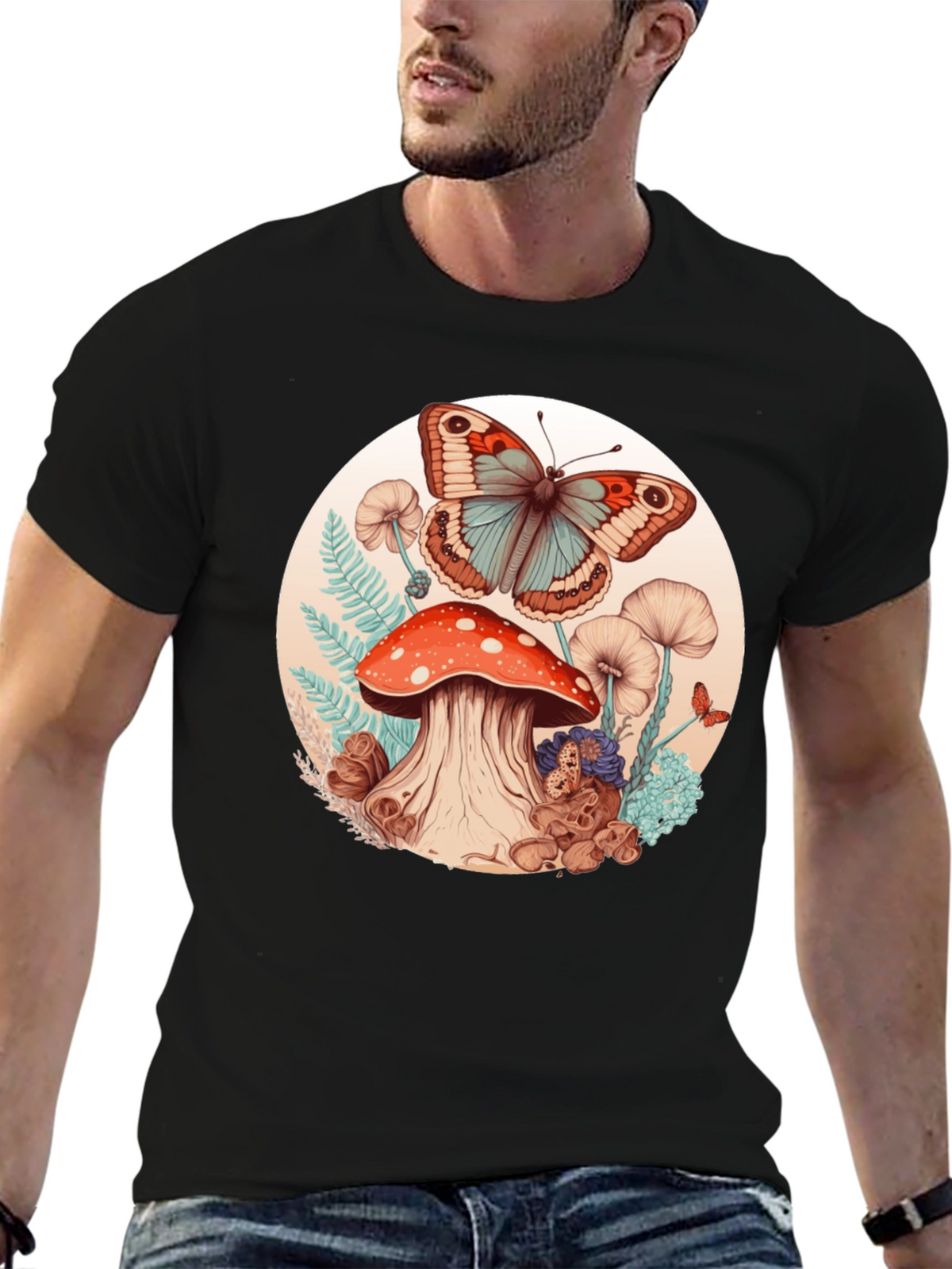 Mushroom Butterfly Graphic Tee