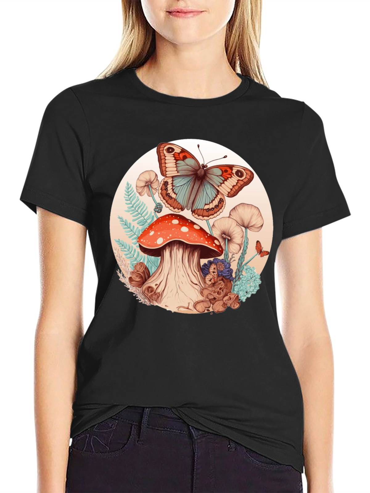 Mushroom Butterfly Graphic Tee