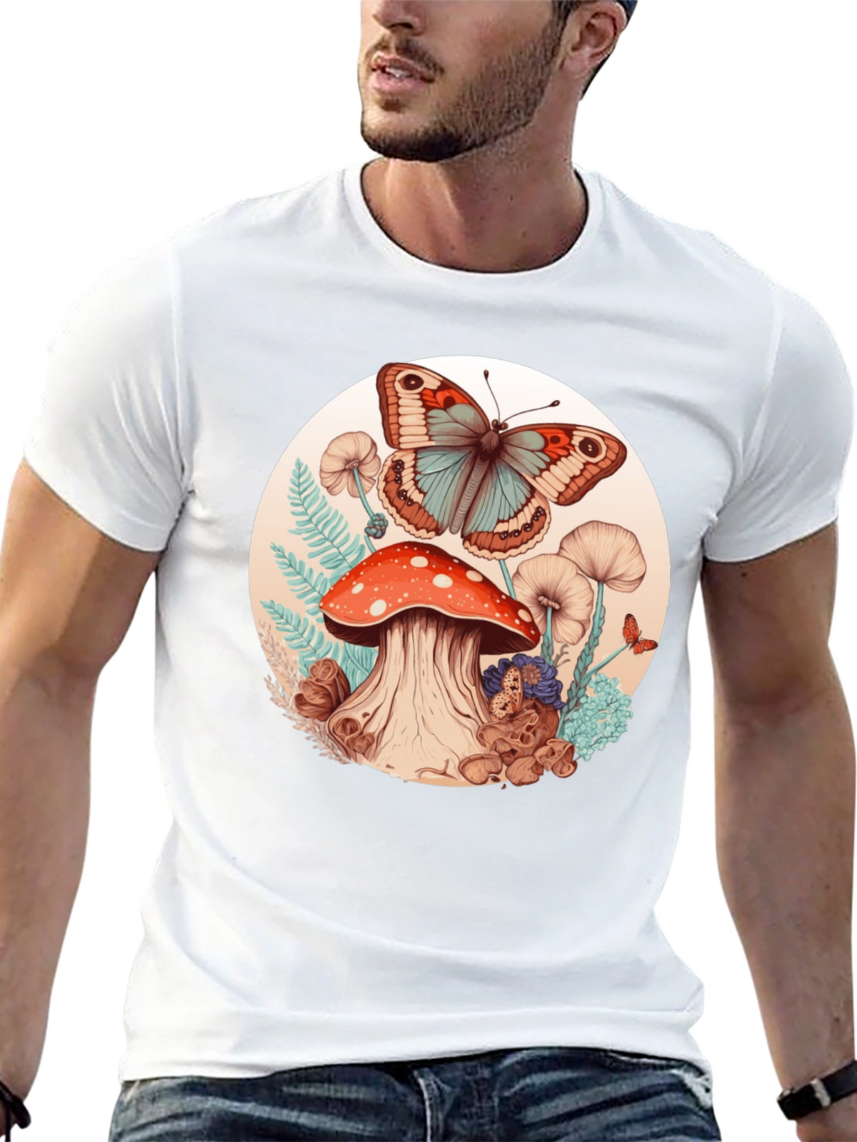 Mushroom Butterfly Graphic Tee