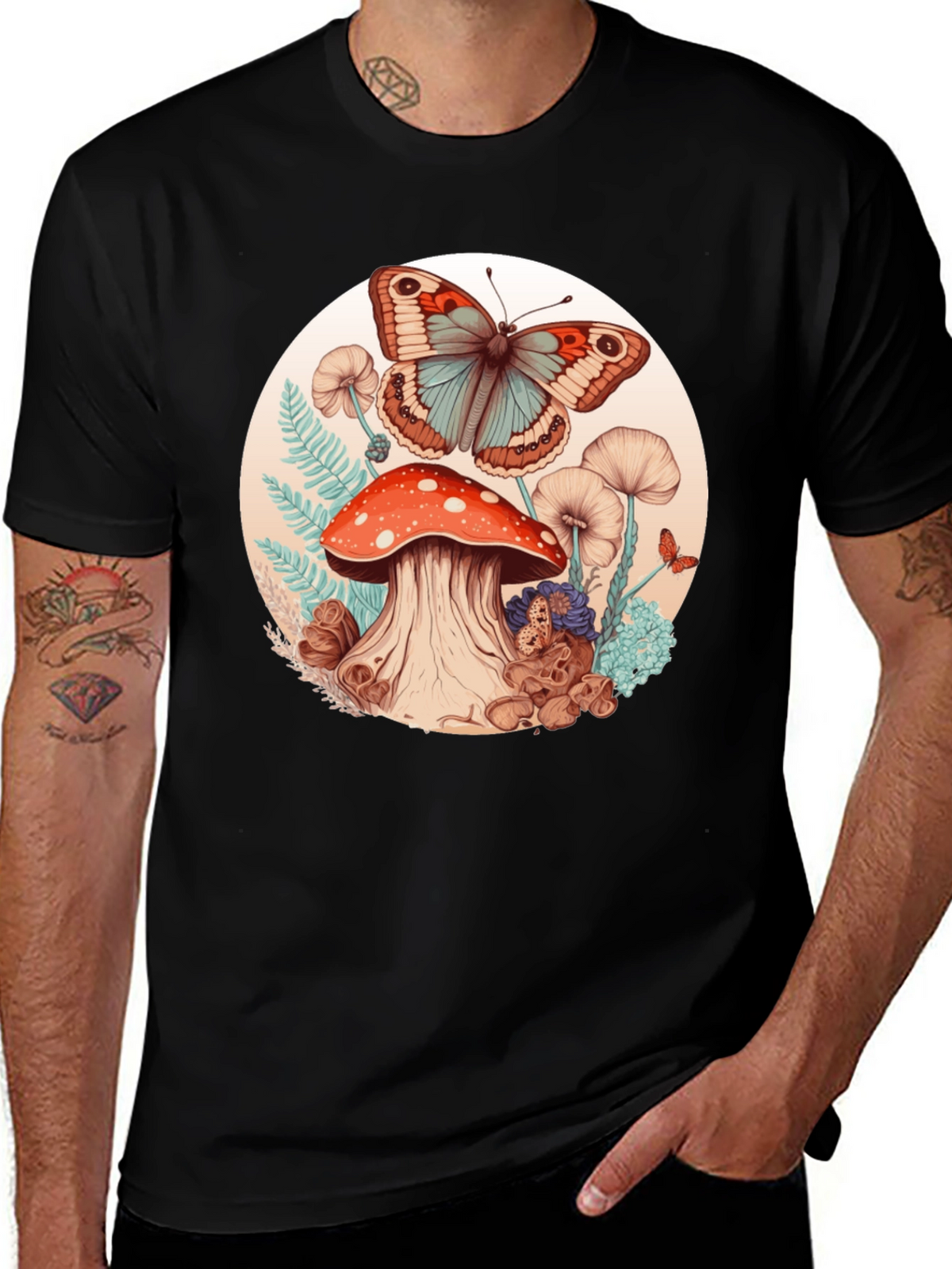 Mushroom Butterfly Graphic Tee