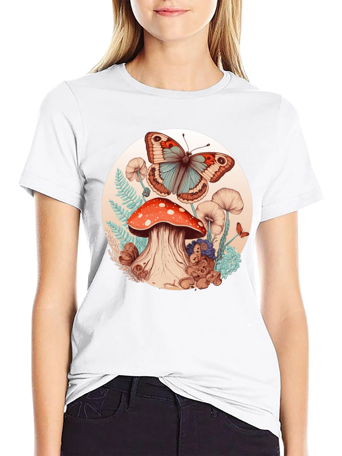 Mushroom Butterfly Graphic Tee