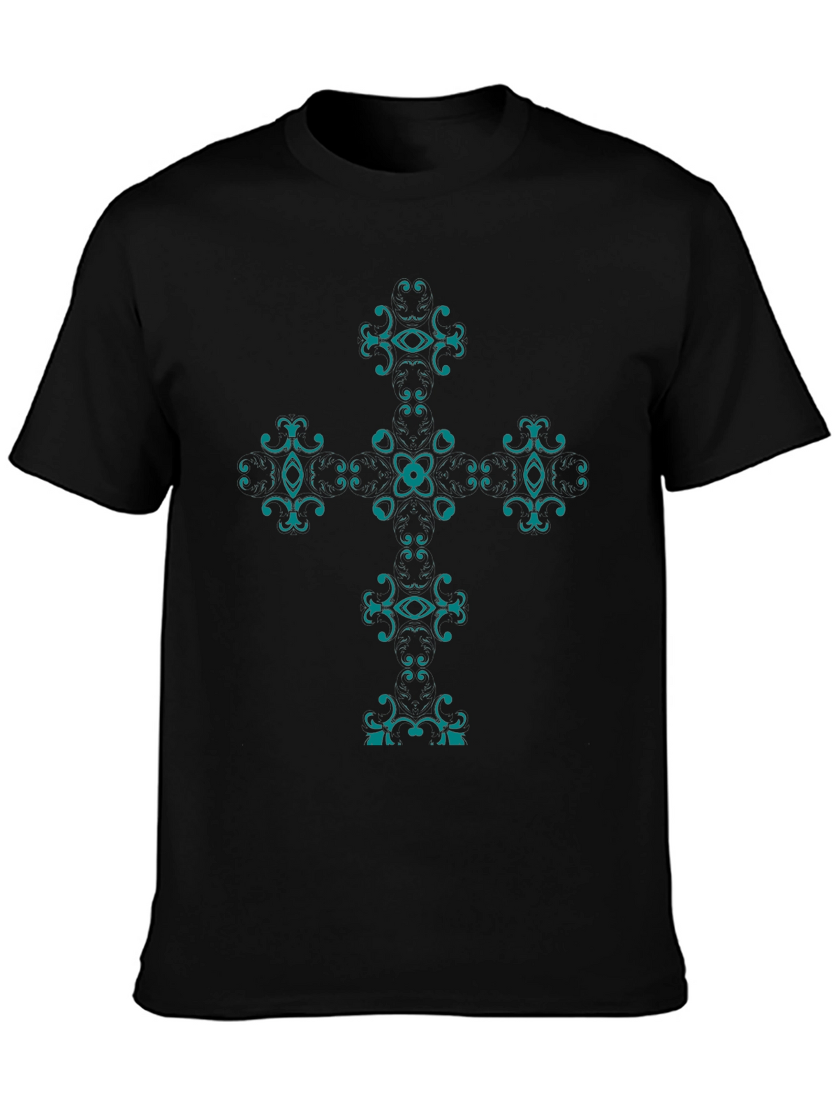 Ornamental Cross Graphic Tee - Black