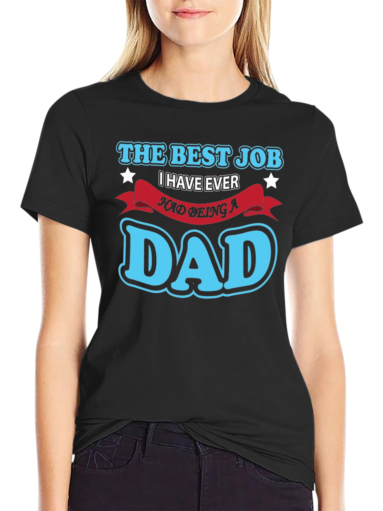 Best Job Dad T-Shirt - Black Cotton Blend Tee