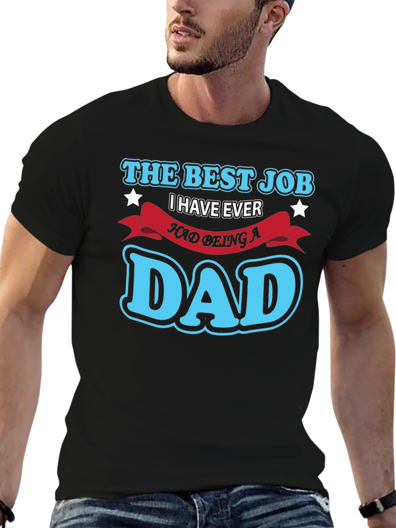Best Job Dad T-Shirt - Black Cotton Blend Tee