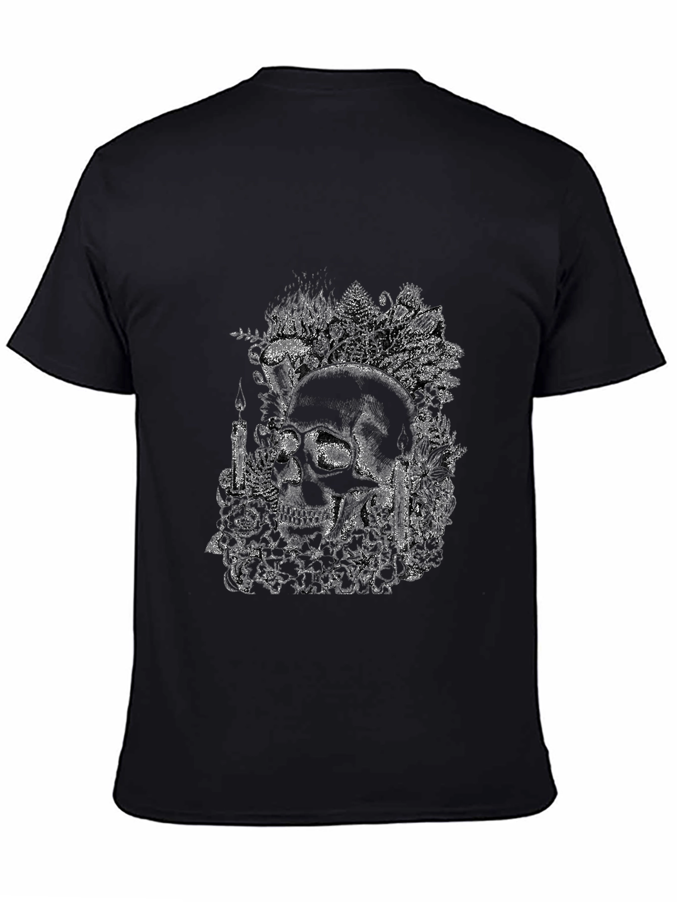 Skull and Floral Graphic Print Tee