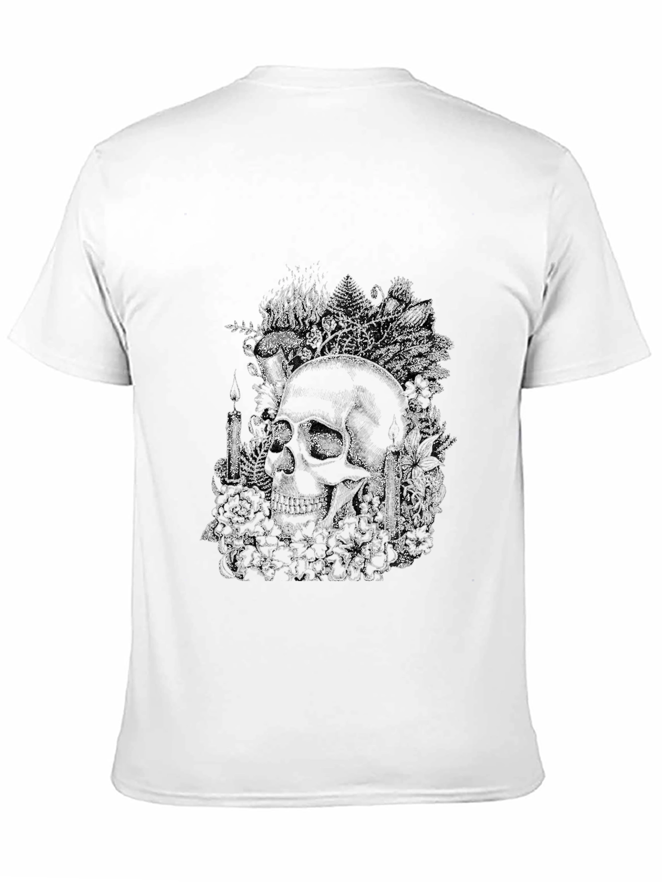 Skull and Floral Graphic Print Tee