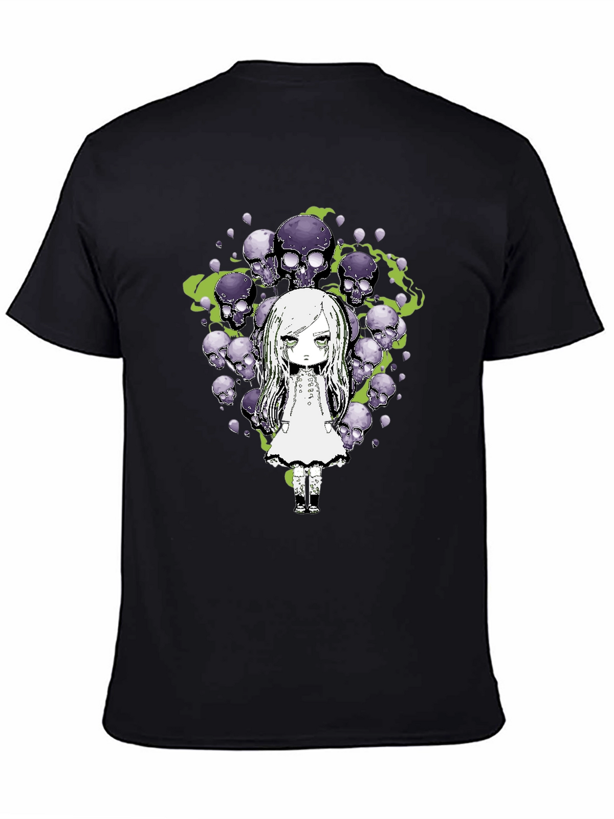 Gothic Skull Girl Graphic Tee - Mens Black T-Shirt