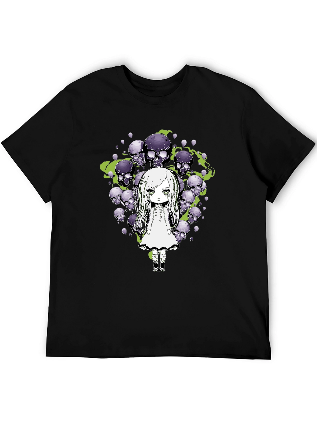 Gothic Skull Girl Graphic Tee - Mens Black T-Shirt