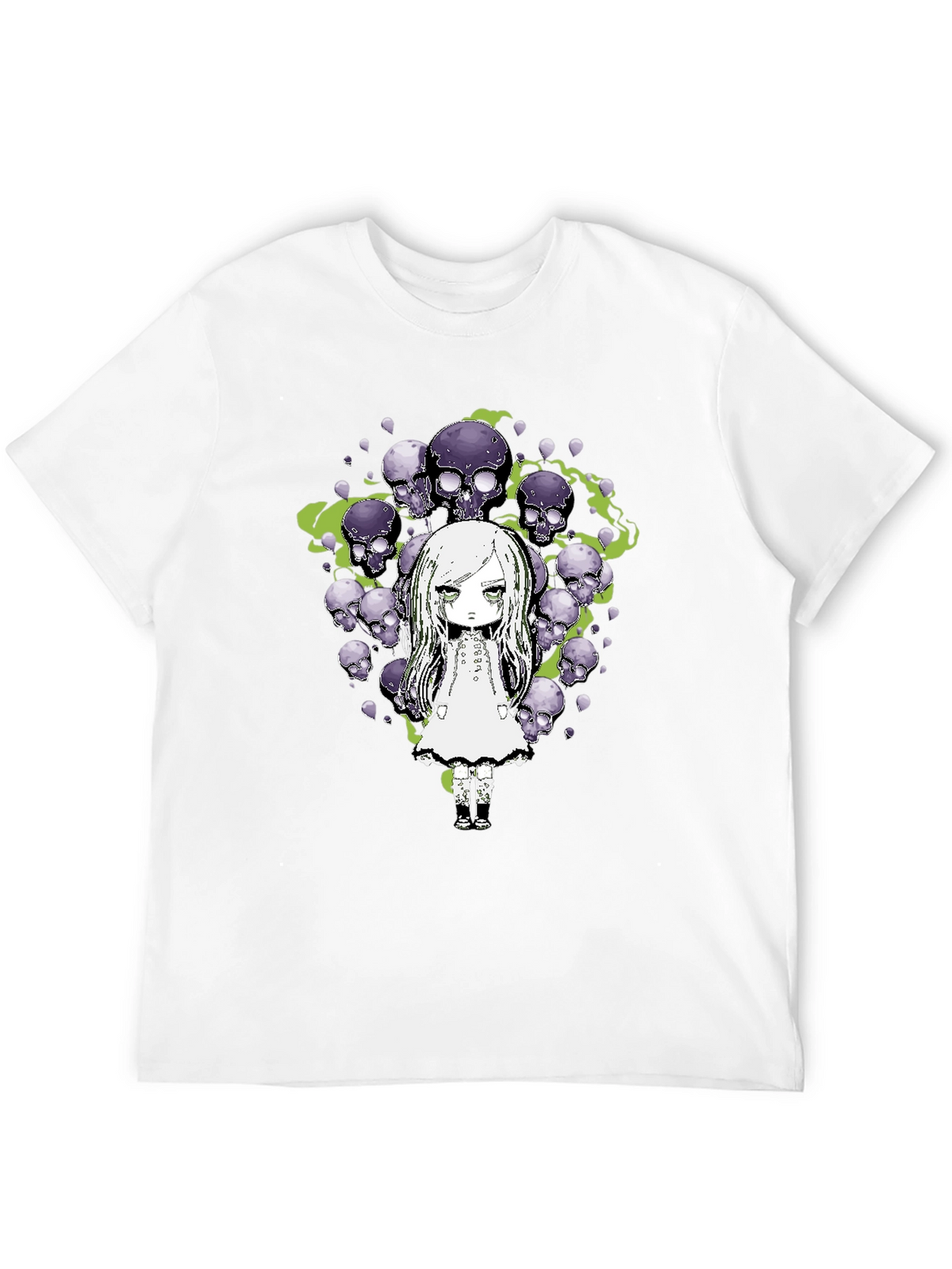 Gothic Skull Girl Graphic Tee - Mens Black T-Shirt