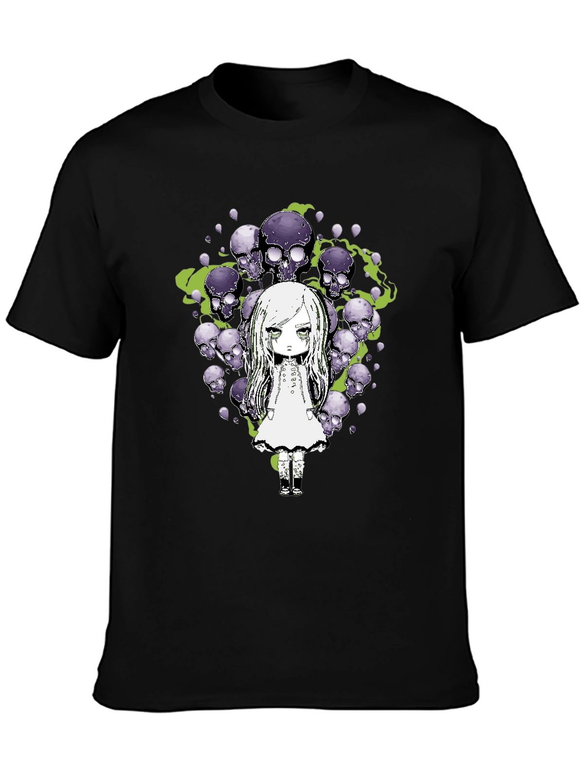 Gothic Skull Girl Graphic Tee - Mens Black T-Shirt