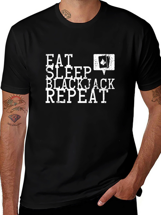 Eat Sleep Blackjack Repeat Graphic Tee
