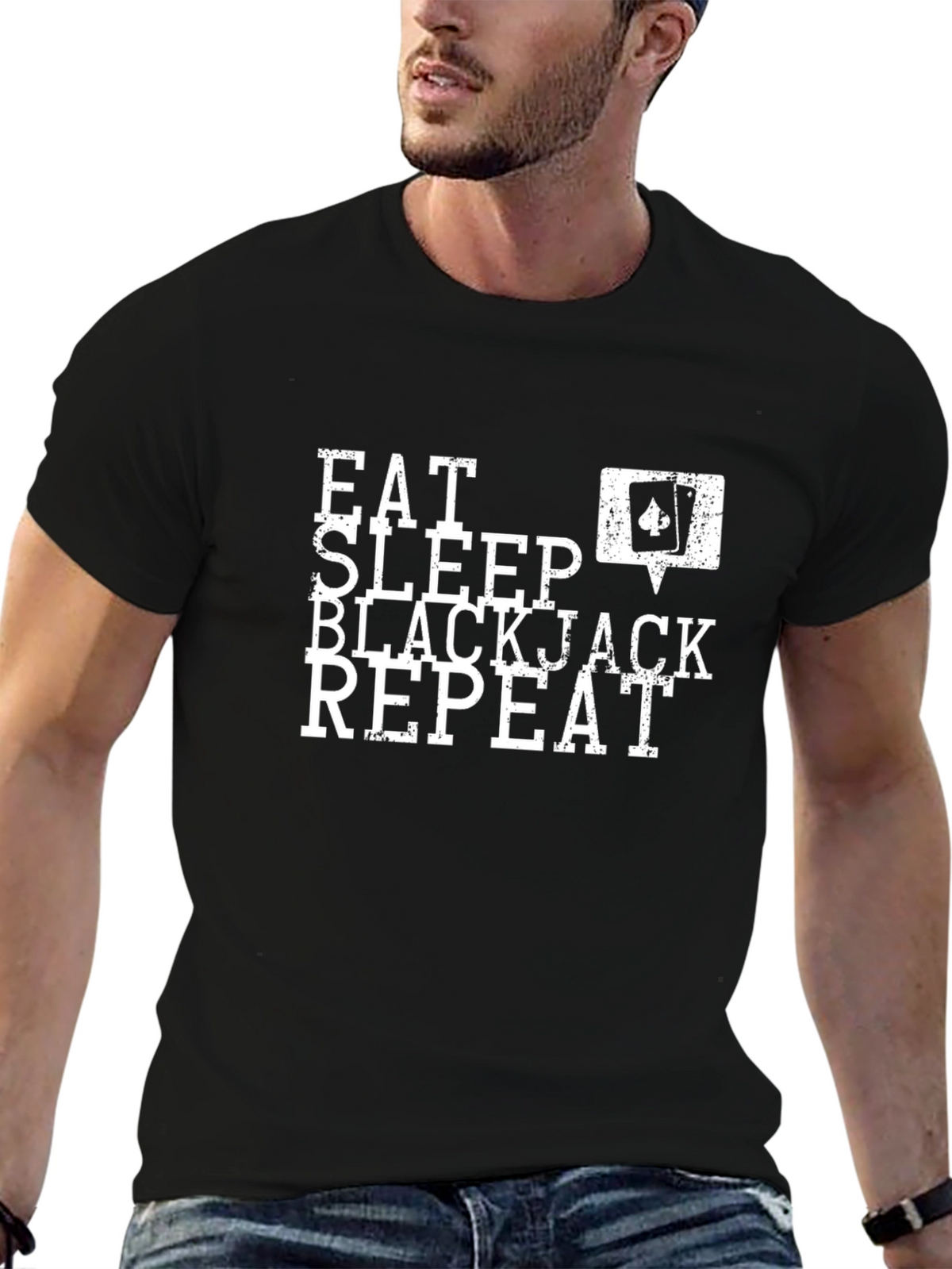 Eat Sleep Blackjack Repeat Graphic Tee