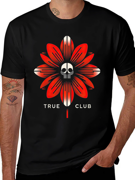 True Club Skull Flower Black T-Shirt