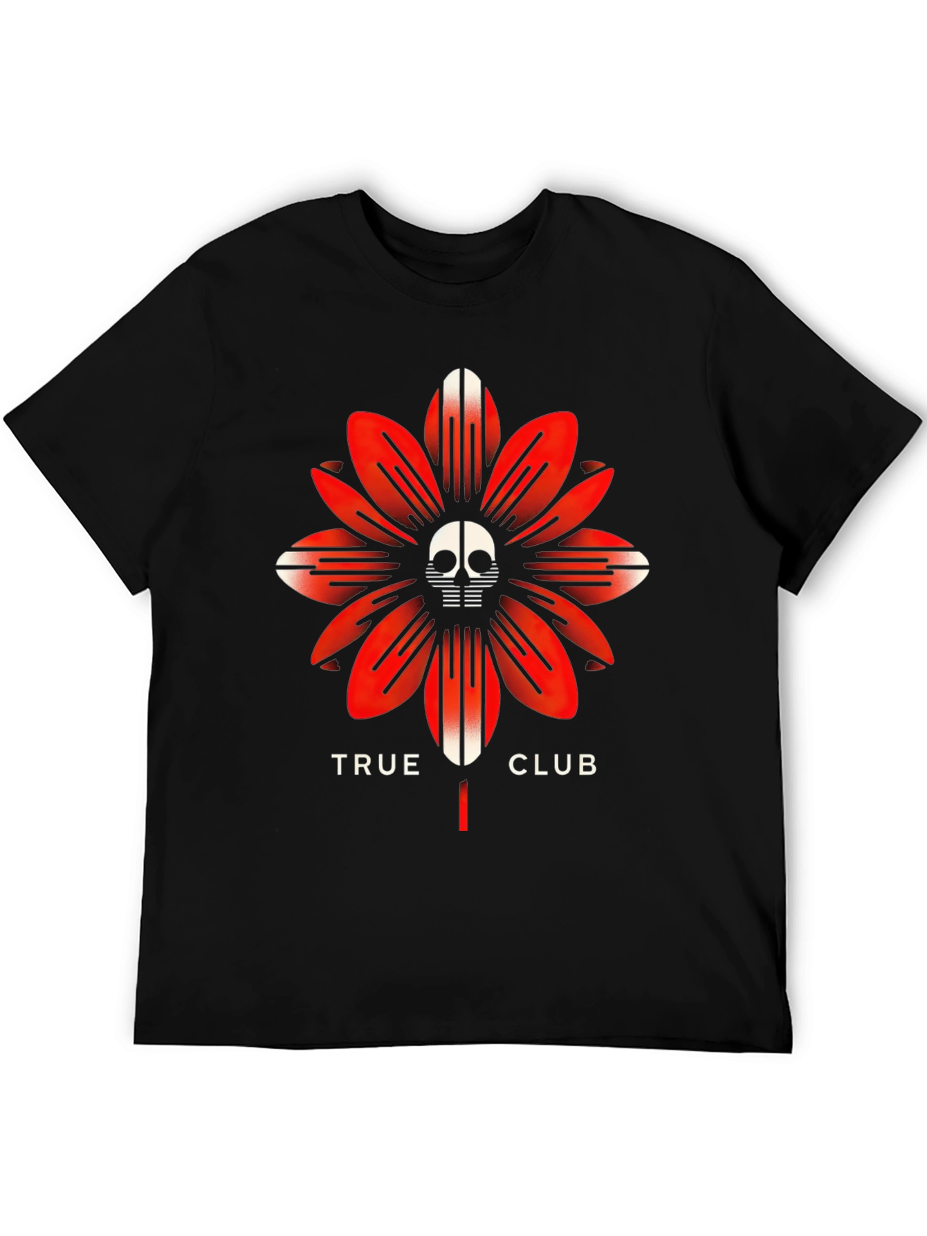 True Club Skull Flower Black T-Shirt