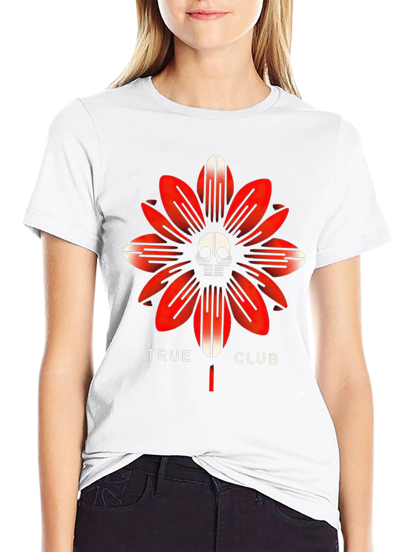 True Club Skull Flower Black T-Shirt