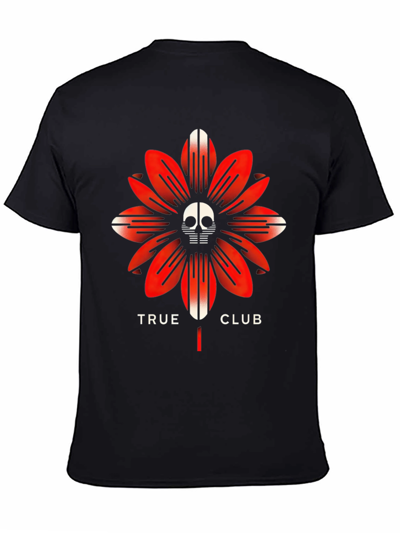 True Club Skull Flower Black T-Shirt