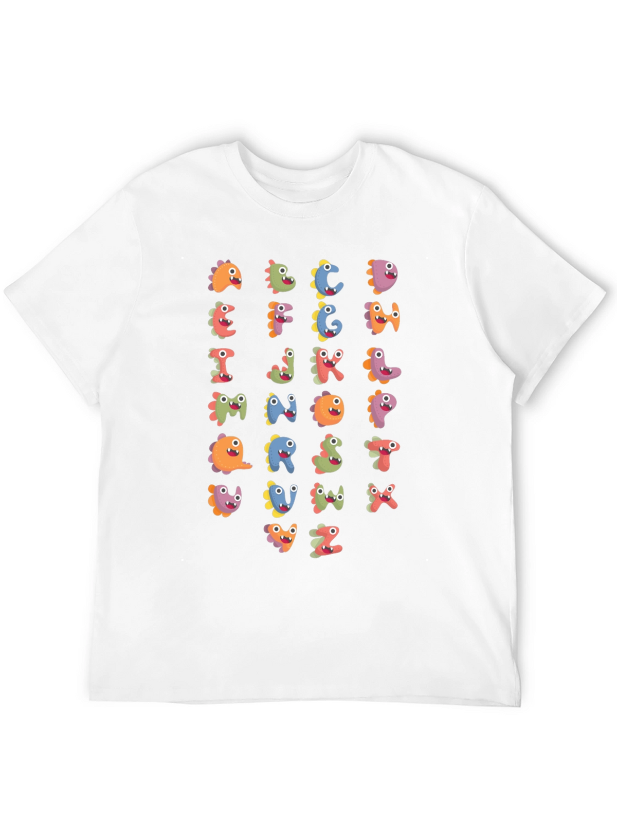 Fun Alphabet Dinosaur Print Black T-Shirt