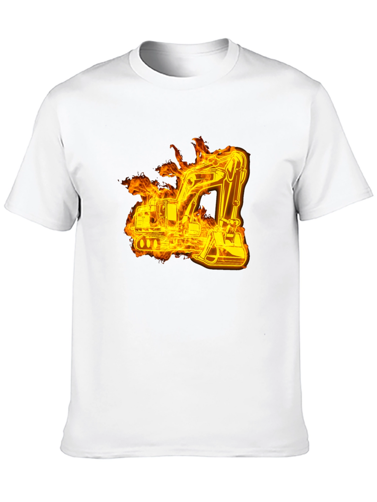 Fiery Excavator Black T-Shirt - Construction Tee
