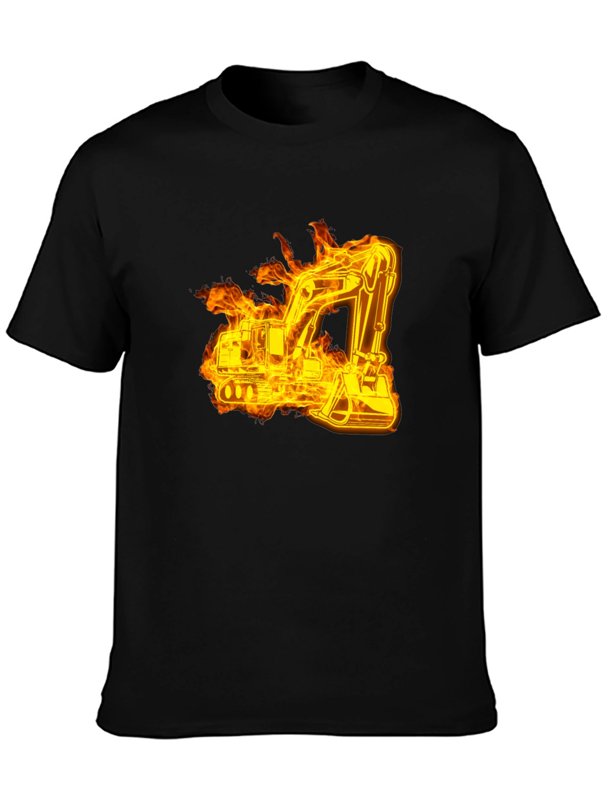 Fiery Excavator Black T-Shirt - Construction Tee