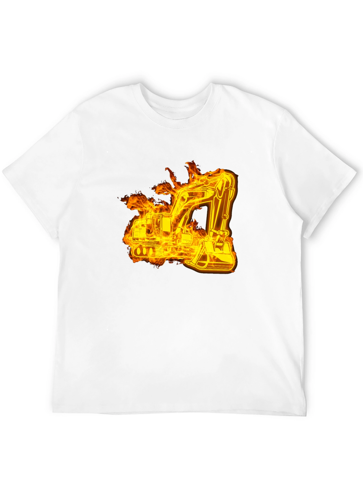 Fiery Excavator Black T-Shirt - Construction Tee