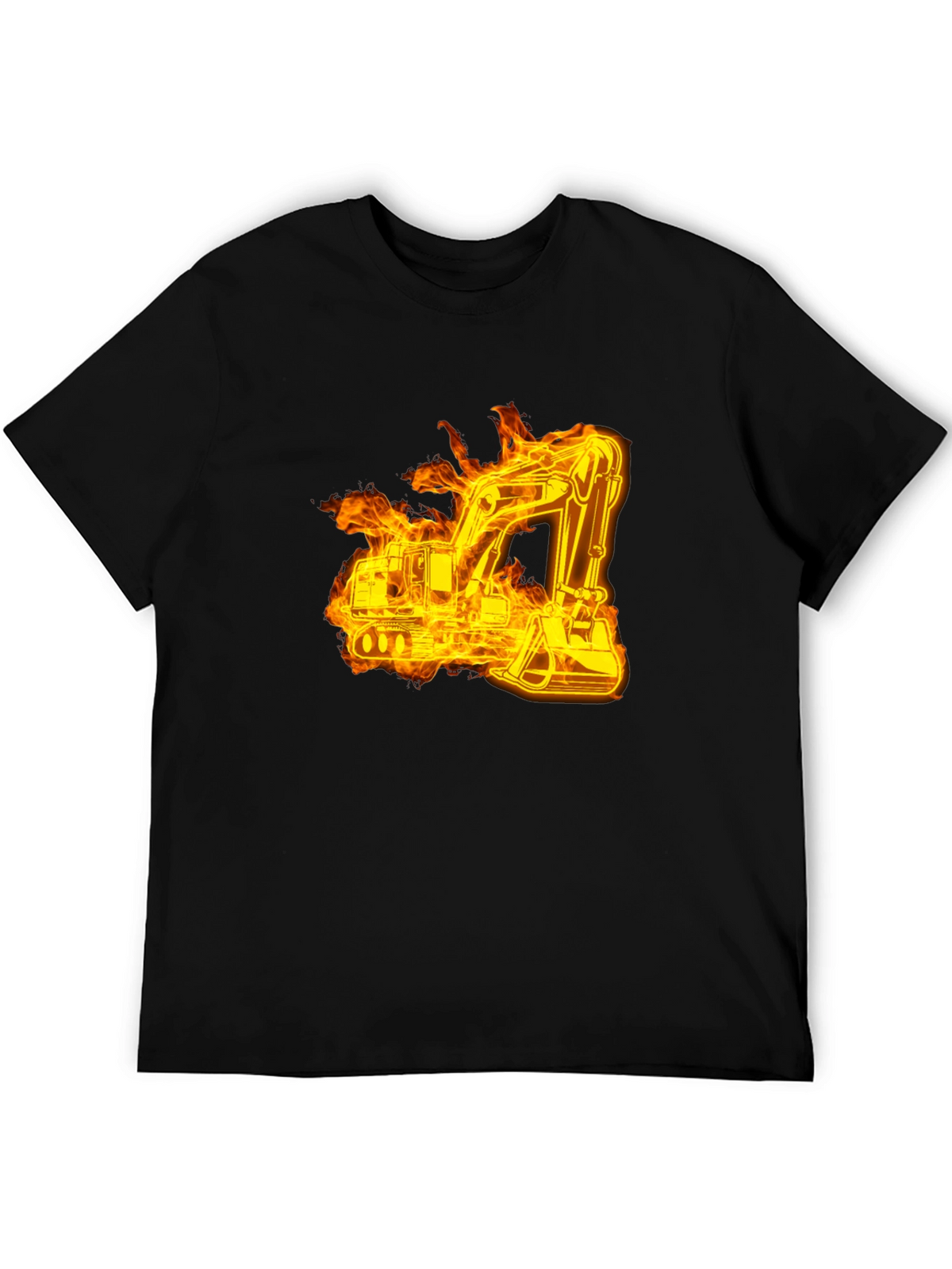 Fiery Excavator Black T-Shirt - Construction Tee