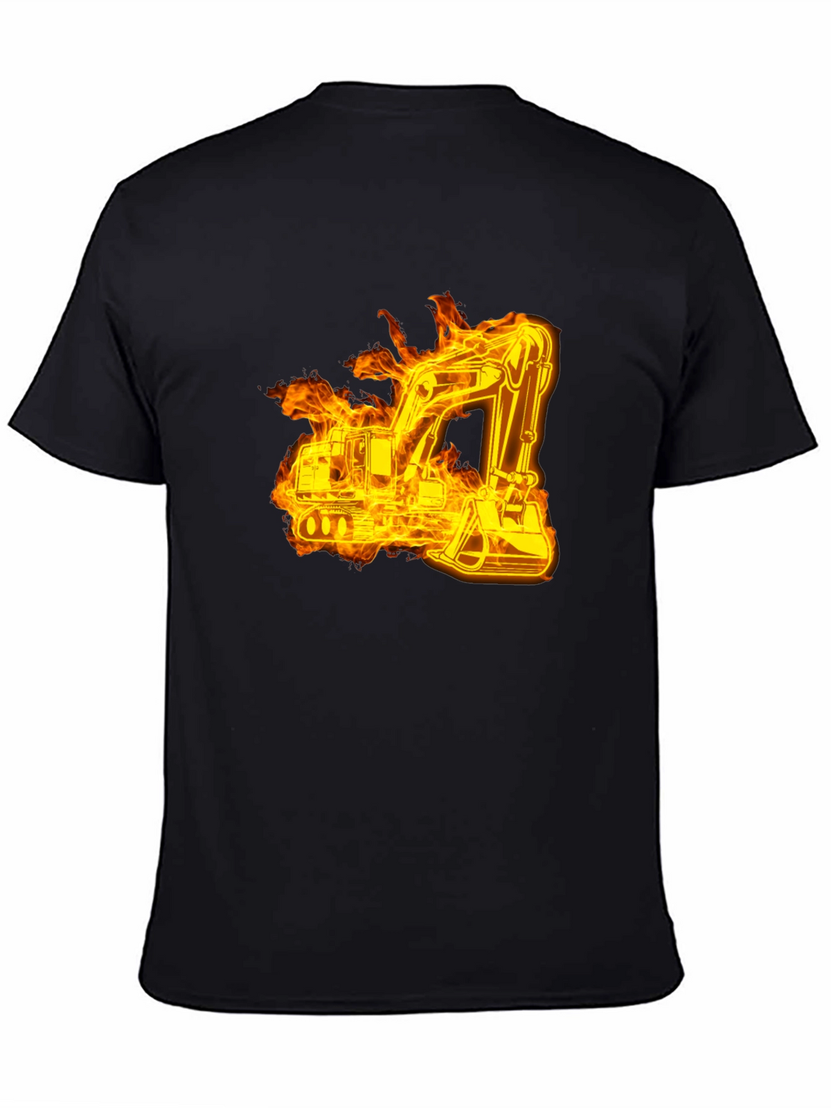 Fiery Excavator Black T-Shirt - Construction Tee